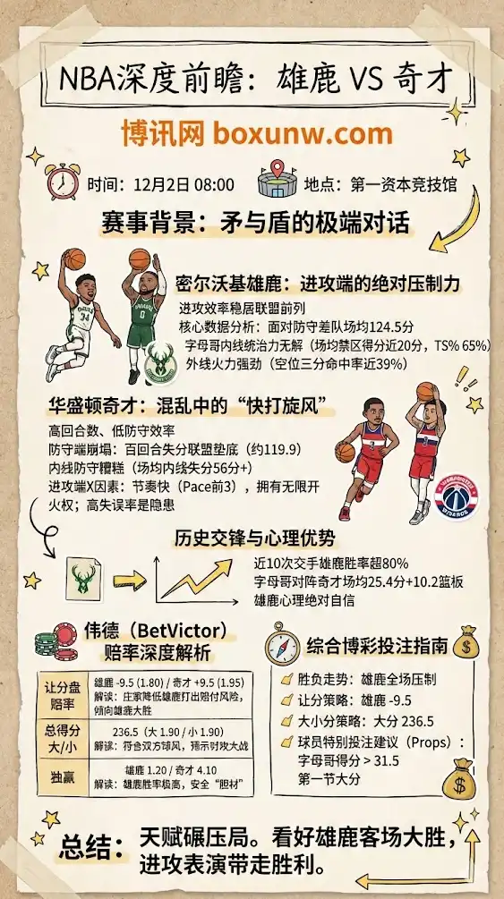 雄鹿vs奇才,NBA博彩预测,赔率分析,投注指南
