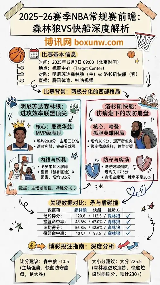 快船vs森林狼-NBA博彩预测,赔率分析,投注指南