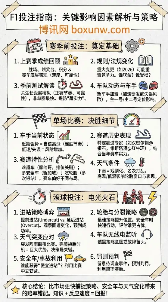 F1数据博弈 | F1投注指南 | 关键影响因素解析 | 赛季前/单场/滚球策略
