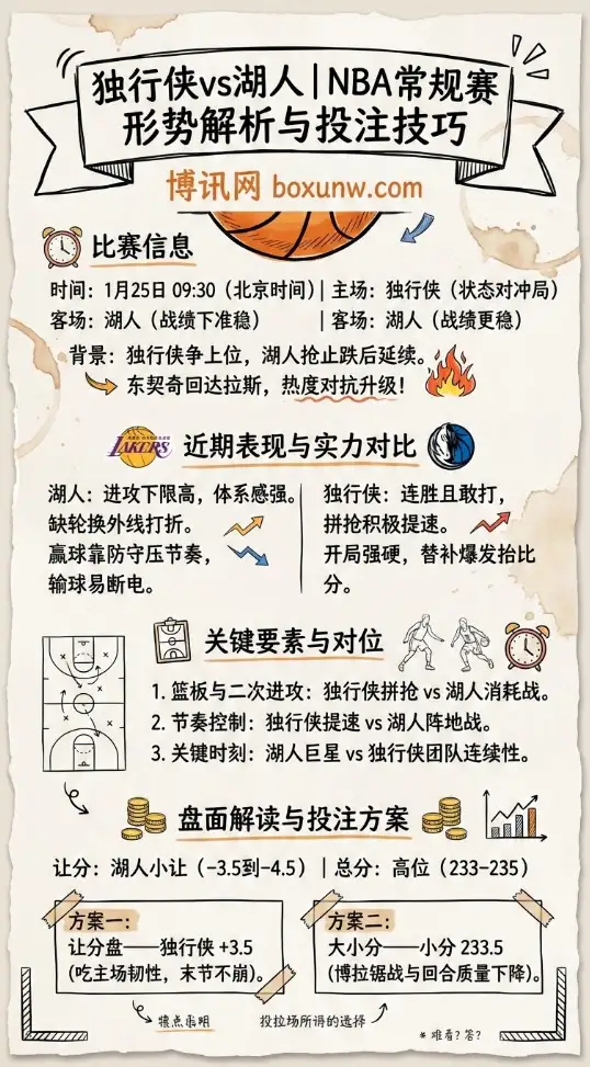 独行侠vs湖人 | NBA常规赛 | 赔率走势、形势解析与投注技巧