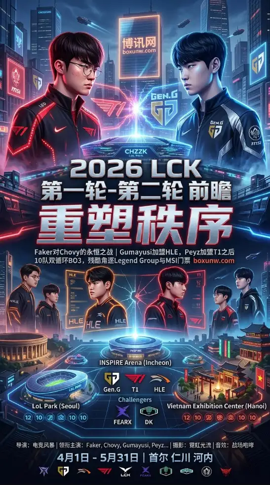 Faker再战Chovy！2026 LCK开赛必看的5场焦点战，T1与HLE新阵容迎大考