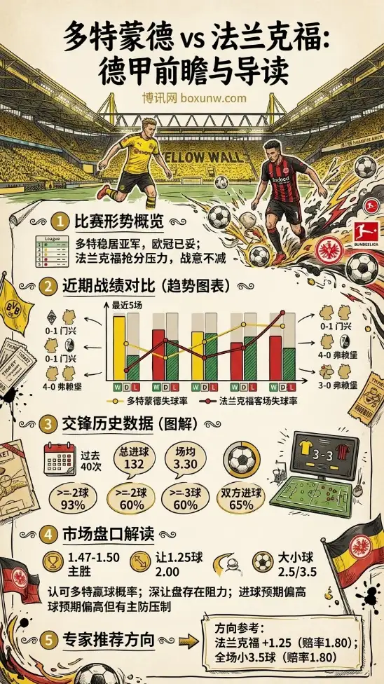德甲尾声!多特蒙德稳居第2无欲无求?法兰克福争夺欧战席位