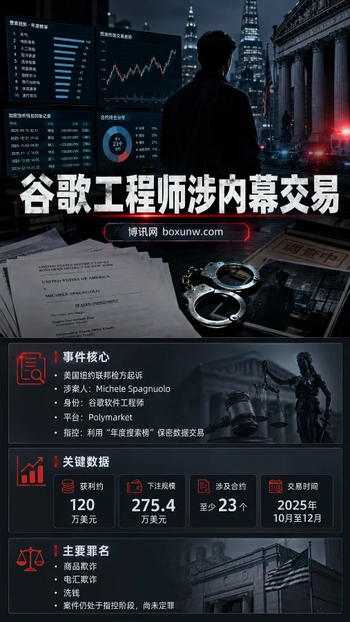 谷歌工程师被控在Polymarket内幕交易:押中年度搜索榜,获利约120万美元
