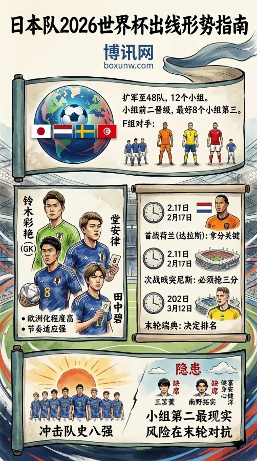 23人留洋！详解日本男足2026世界杯26人名单，F组出线概率有多大