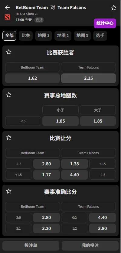 BetBoom vs Falcons - BLAST Slam S7赔率盘口信息由必威(Betway)提供