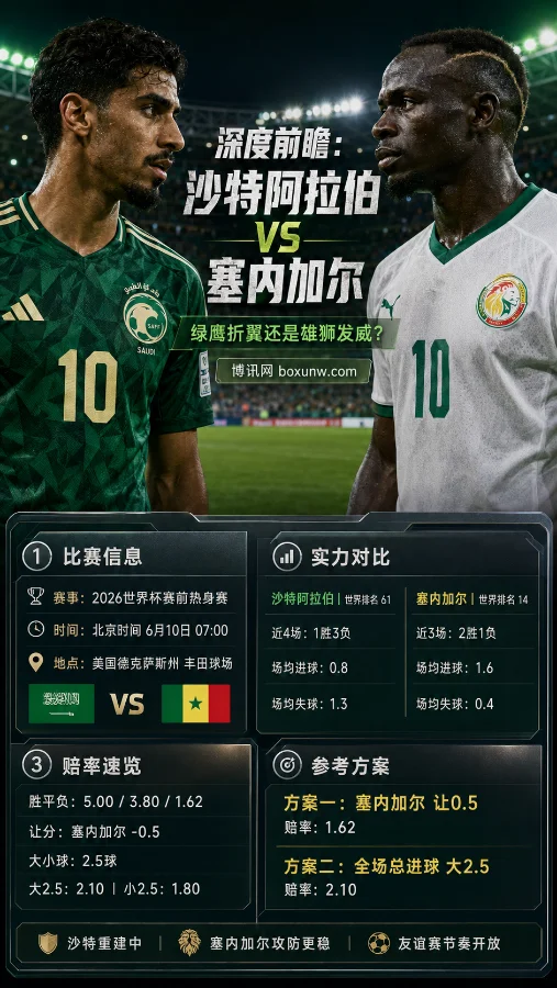 深度前瞻:沙特阿拉伯VS塞内加尔,绿鹰折翼还是雄狮发威?