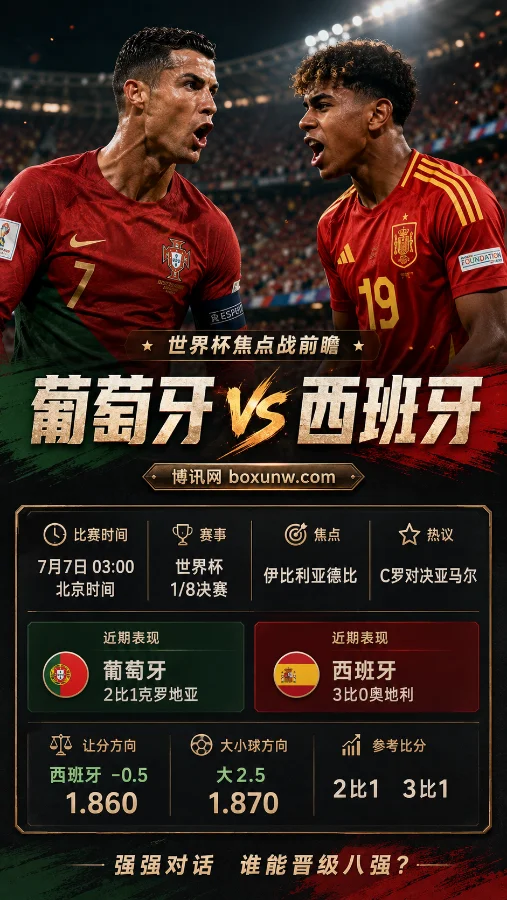 第3次世界杯相遇!葡萄牙vs西班牙宿命对决,机构开出1.86赔率藏着什么玄机?