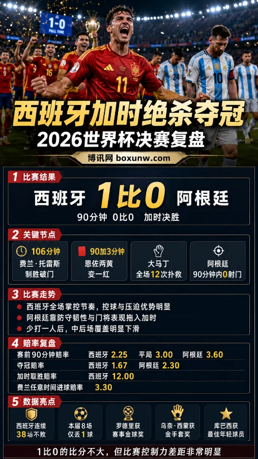 西班牙1比0阿根廷 | 2026世界杯决赛复盘 | 费兰加时绝杀，梅西泪别
