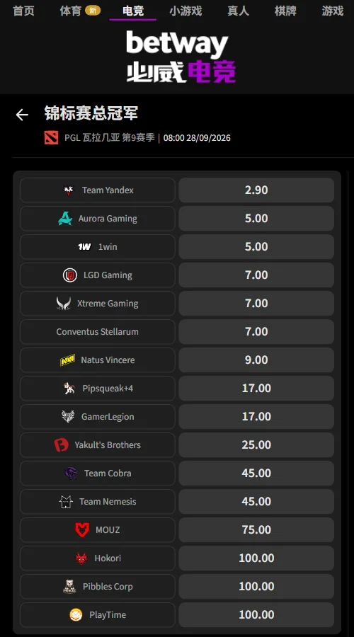 XG vs GL - DOTA2 PGL瓦拉几亚S9赔率盘口(必威Betway)