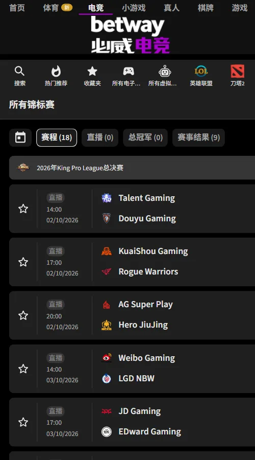 KPL年度总决赛首日比赛赔率(必威Betway)