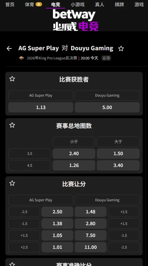 都AG vs 深圳DYG - KPL年度总决赛赔率(必威Betway)